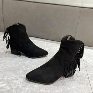 New suede fashion chunky mid-heel ankle boots